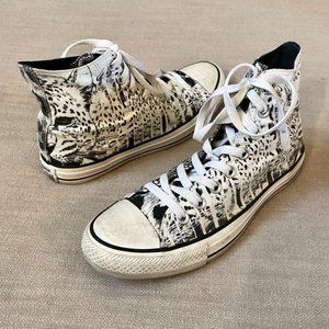 Women's Converse Chuck Taylor All Star Cheetah Cat Print Hi Top Sneakers size 9
